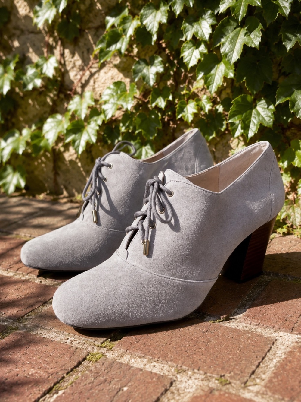 LANDS' END Preppy Walkable Menswear Inspired Gray Suede Lace-Up Oxfords, 7B